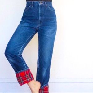 VTG LL Bean Classic Fit Plaid Lined High Rise Jean, sz 10, Bootcut, High Waist